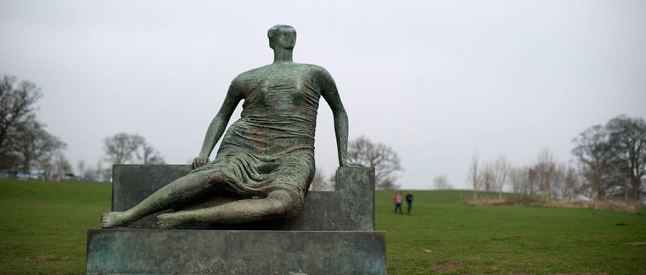 WAKEFIELD, ENGLAND - MARCH 14: Draped seated woman by Henry Moore at Yorkshire Sculpture park on March 14, 2012 in Wakefield, England. (Photo by Bethany Clarke/Getty Images)