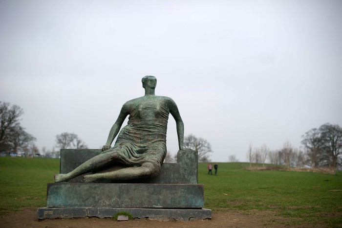 WAKEFIELD, ENGLAND - MARCH 14: Draped seated woman by Henry Moore at Yorkshire Sculpture park on March 14, 2012 in Wakefield, England. (Photo by Bethany Clarke/Getty Images)