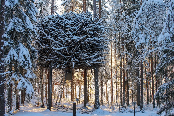 A treehouse designed by designed by Bertil Harström in 2010
