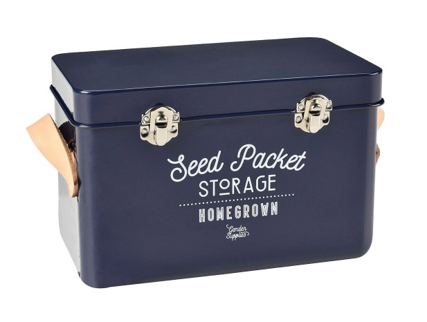 Leather Handled Seed Packet Storage Tin