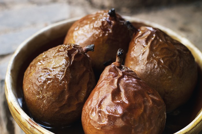 A skye Gyngell recipe for baked pears with honey, marsala and wine