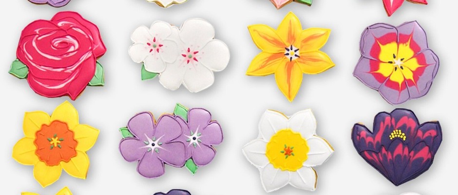 Floral iced biscuits