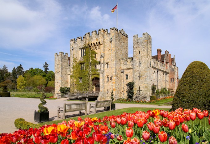Tulips in front of the Castle. Pic credit Hever Castle