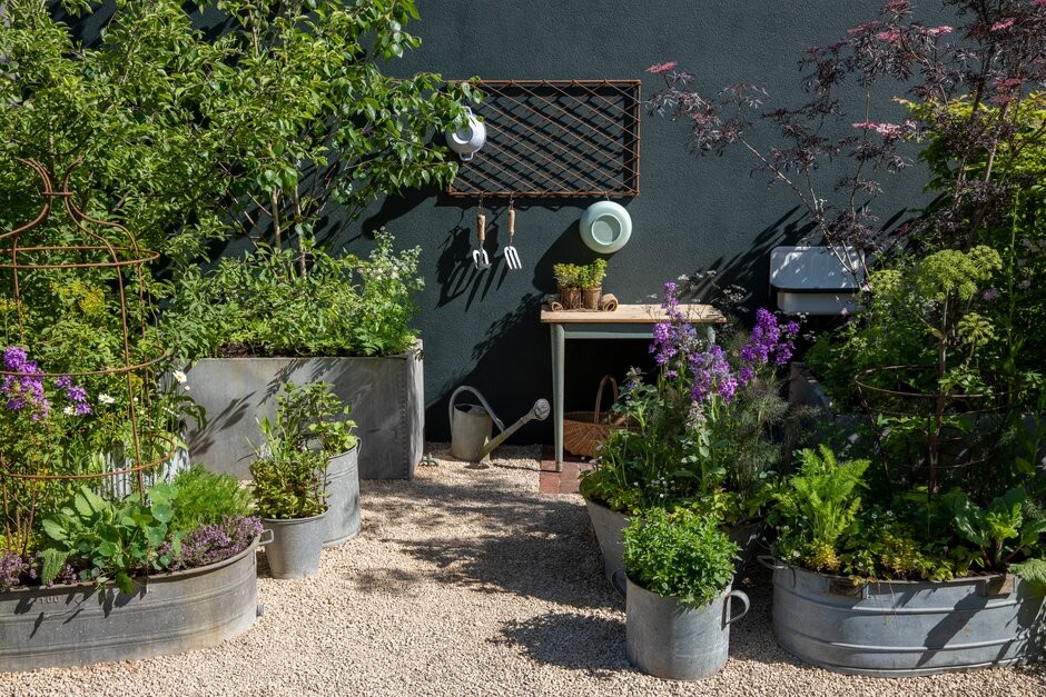 Wild Kitchen Garden designed by Ann Treneman at RHS Chelsea Flower Show 2022.
