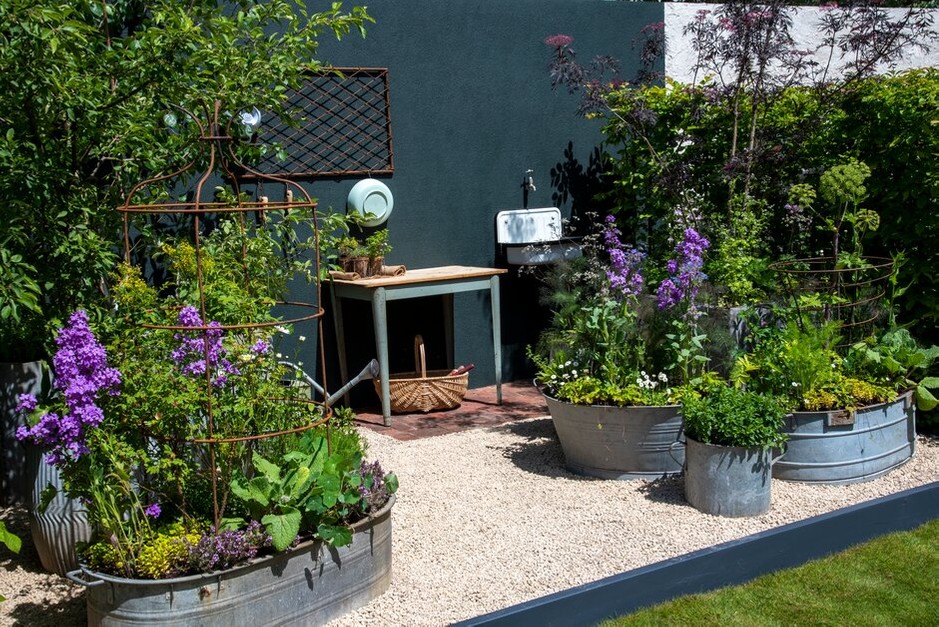 Wild Kitchen Garden designed by Ann Treneman at RHS Chelsea Flower Show 2022.