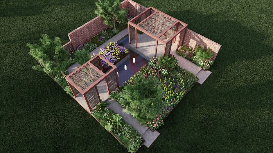 The Stitcher's Garden, Sanctuary Garden, designed by Frederick Whyte, RHS Chelsea Flower Show 2022.